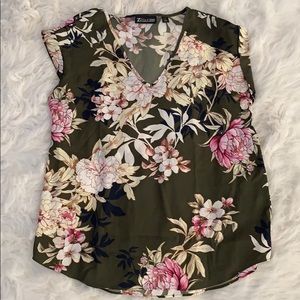 Green Floral Top